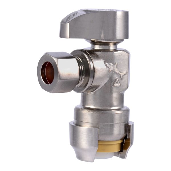 Sharkbite 1/2 in. PTC X 3/8 in. Compression Brass Angle Stop Valve 23036LFBN
